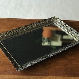 Vintage Brass Mirrored Tray